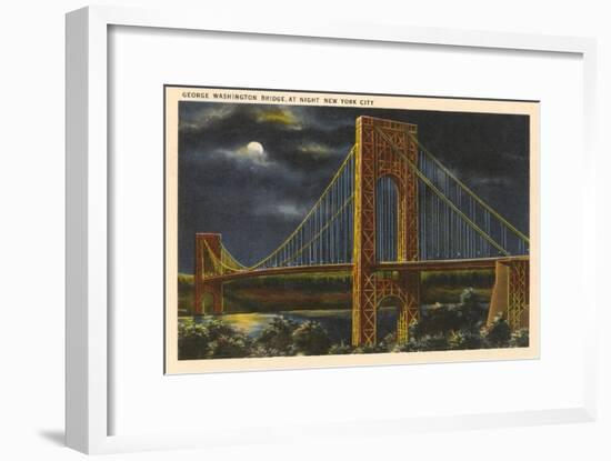 Moon over George Washington Bridge, New York City-null-Framed Art Print