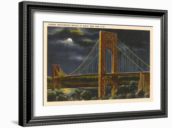 Moon over George Washington Bridge, New York City-null-Framed Art Print