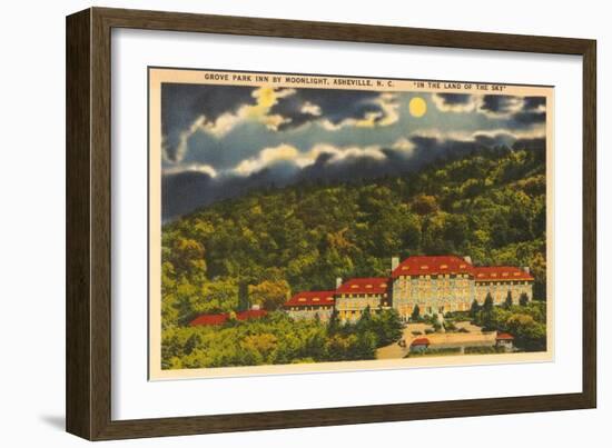 Moon over Grove Park Inn, Asheville, North Carolina-null-Framed Art Print