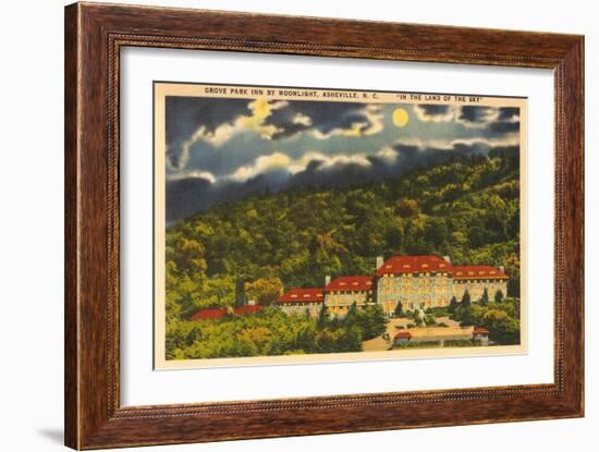 Moon over Grove Park Inn, Asheville, North Carolina--Framed Art Print