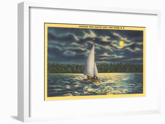 Moon over Hampton Bays, Long Island, New York-null-Framed Art Print