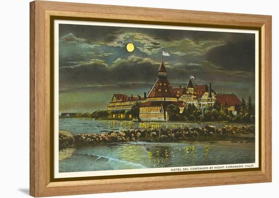 Moon over Hotel del Ccronado, San Diego, California-null-Framed Stretched Canvas