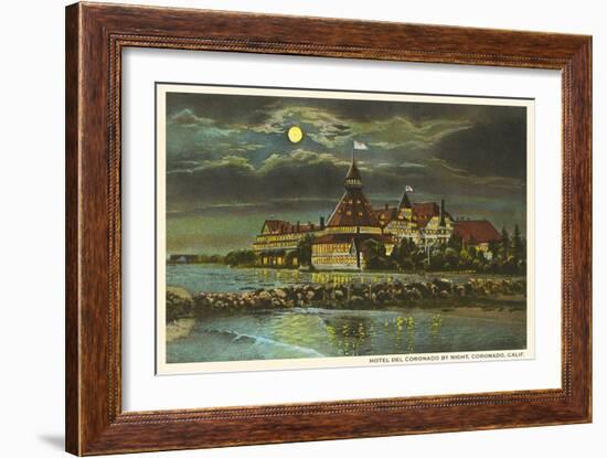 Moon over Hotel del Ccronado, San Diego, California-null-Framed Premium Giclee Print