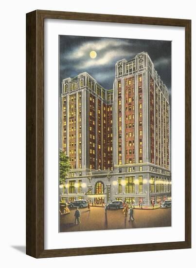 Moon over Hotel John Marshall, Richmond, Virginia-null-Framed Art Print