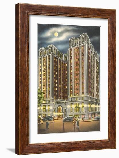 Moon over Hotel John Marshall, Richmond, Virginia-null-Framed Art Print