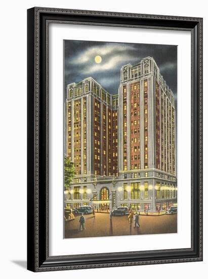 Moon over Hotel John Marshall, Richmond, Virginia-null-Framed Art Print