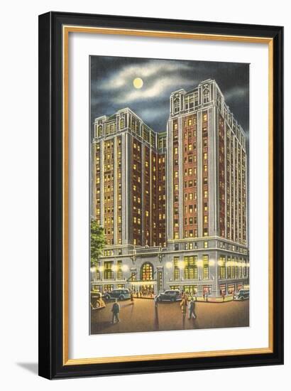 Moon over Hotel John Marshall, Richmond, Virginia-null-Framed Art Print