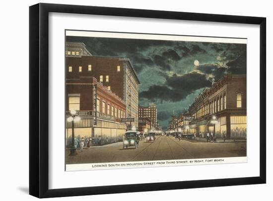 Moon over Houston Street, Fort Worth, Texas-null-Framed Art Print