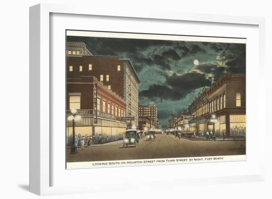 Moon over Houston Street, Fort Worth, Texas-null-Framed Art Print