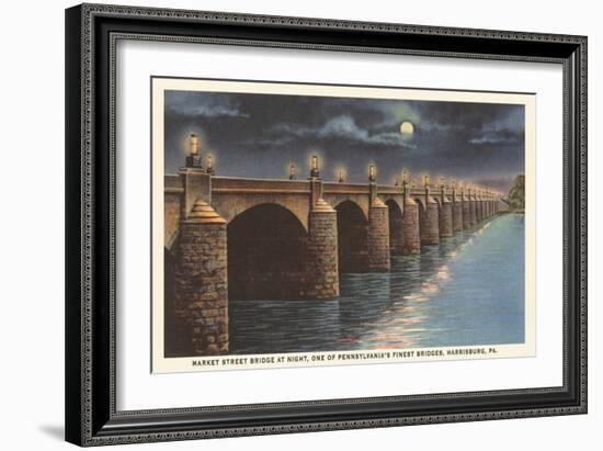 Moon over Market Street Bridge, Harrisburg, Pennsylvania-null-Framed Art Print