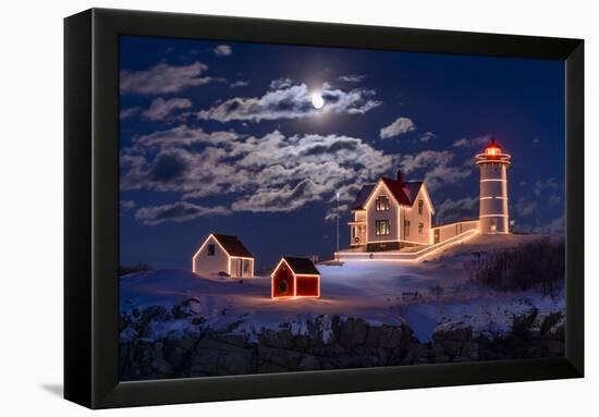 Moon Over Nubble-Michael Blanchette Photography-Framed Premier Image Canvas