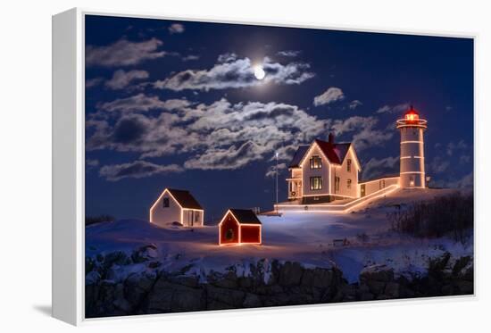 Moon Over Nubble-Michael Blanchette Photography-Framed Premier Image Canvas