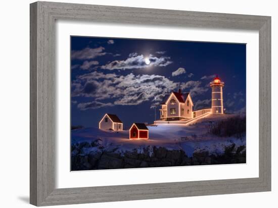 Moon Over Nubble-Michael Blanchette Photography-Framed Photographic Print