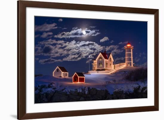 Moon Over Nubble-Michael Blanchette Photography-Framed Photographic Print