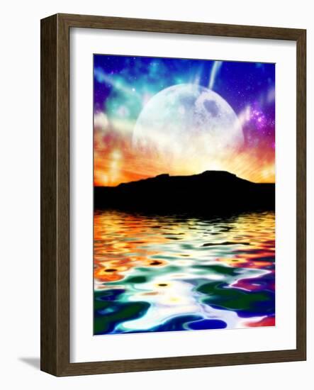 Moon Over Ocean Landscape, Artwork-Victor Habbick-Framed Photographic Print