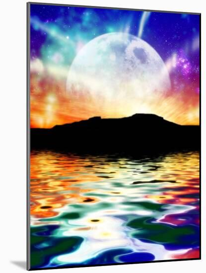 Moon Over Ocean Landscape, Artwork-Victor Habbick-Mounted Photographic Print