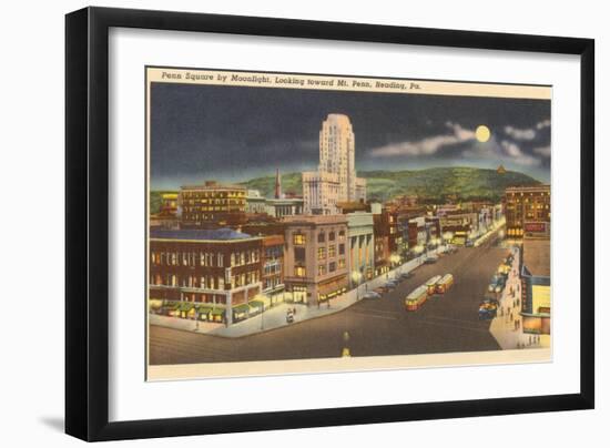 Moon over Penn Square, Reading, Pennsylvania-null-Framed Art Print