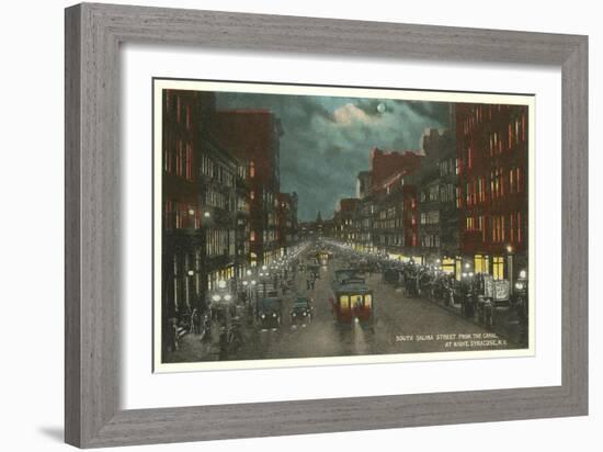 Moon over Salina Street, Syracuse, New York-null-Framed Art Print