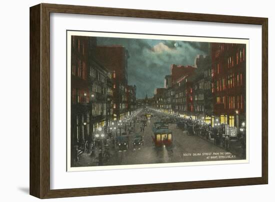 Moon over Salina Street, Syracuse, New York-null-Framed Art Print