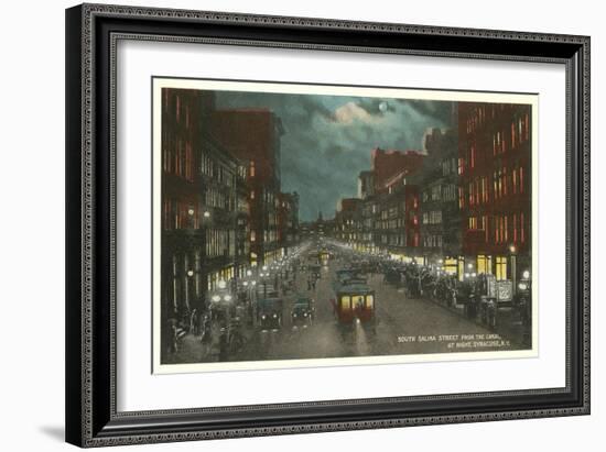 Moon over Salina Street, Syracuse, New York-null-Framed Art Print