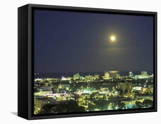 Moon over South Beach, Miami, Florida, USA-Robin Hill-Framed Premier Image Canvas