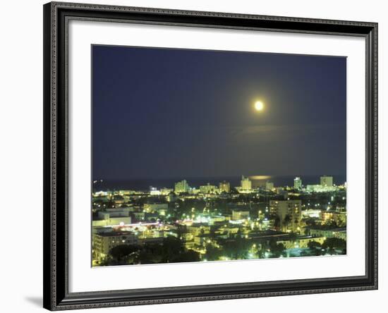 Moon over South Beach, Miami, Florida, USA-Robin Hill-Framed Photographic Print