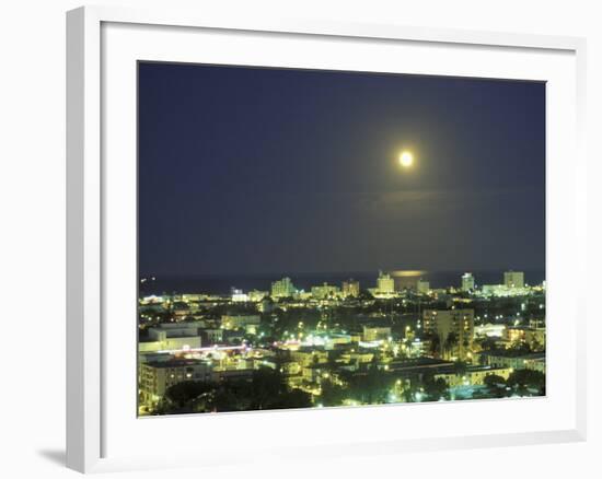 Moon over South Beach, Miami, Florida, USA-Robin Hill-Framed Photographic Print