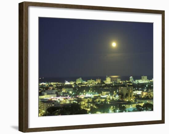 Moon over South Beach, Miami, Florida, USA-Robin Hill-Framed Photographic Print