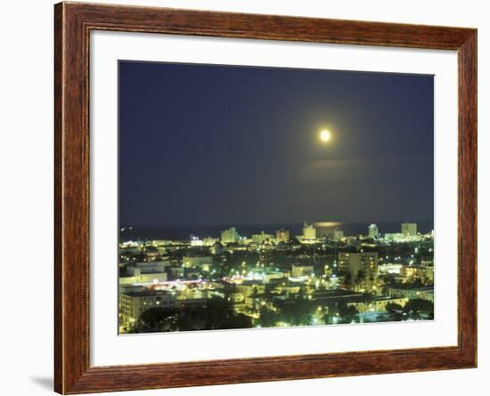 Moon over South Beach, Miami, Florida, USA-Robin Hill-Framed Photographic Print