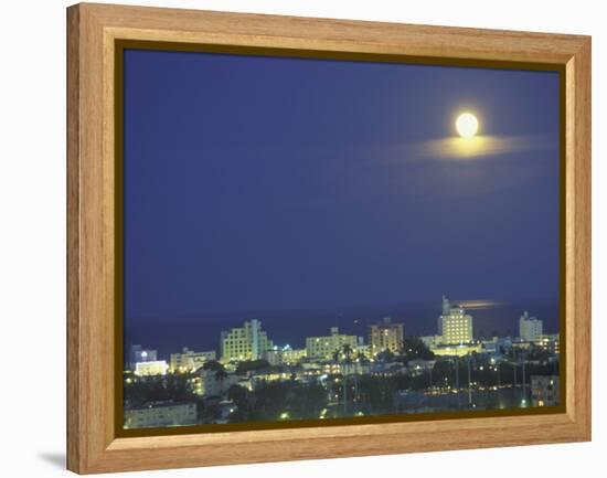 Moon over South Beach, Miami, Florida, USA-Robin Hill-Framed Premier Image Canvas