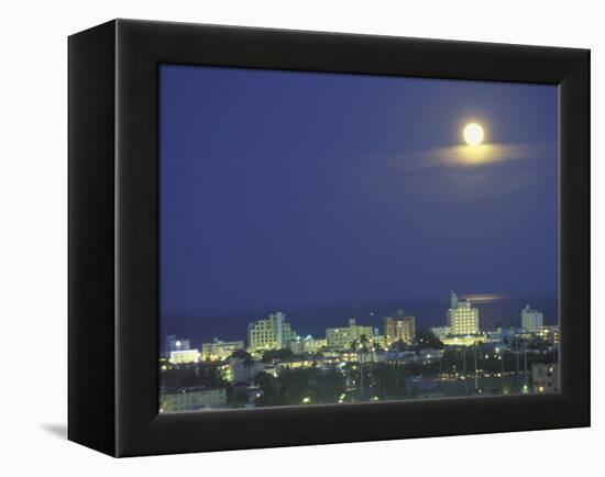 Moon over South Beach, Miami, Florida, USA-Robin Hill-Framed Premier Image Canvas