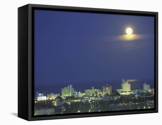 Moon over South Beach, Miami, Florida, USA-Robin Hill-Framed Premier Image Canvas