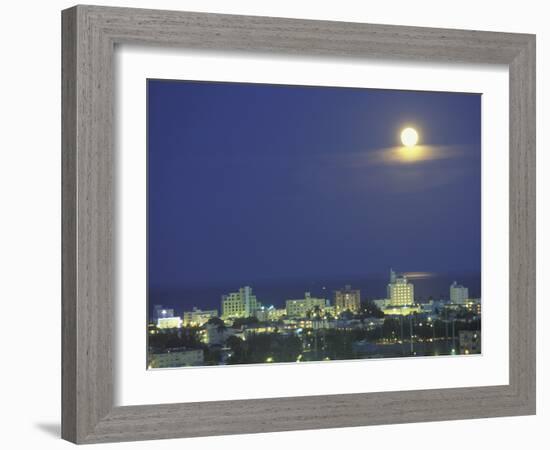 Moon over South Beach, Miami, Florida, USA-Robin Hill-Framed Photographic Print