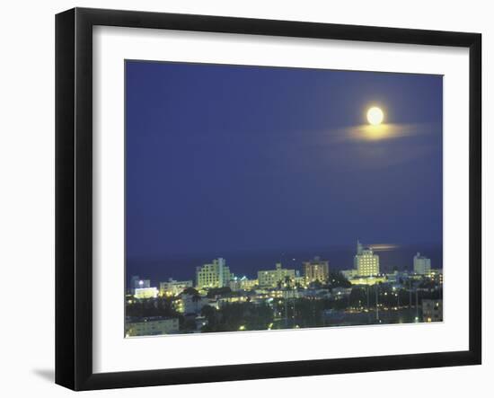 Moon over South Beach, Miami, Florida, USA-Robin Hill-Framed Photographic Print