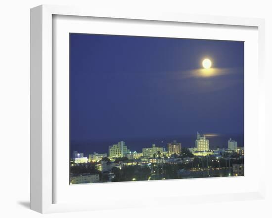 Moon over South Beach, Miami, Florida, USA-Robin Hill-Framed Photographic Print