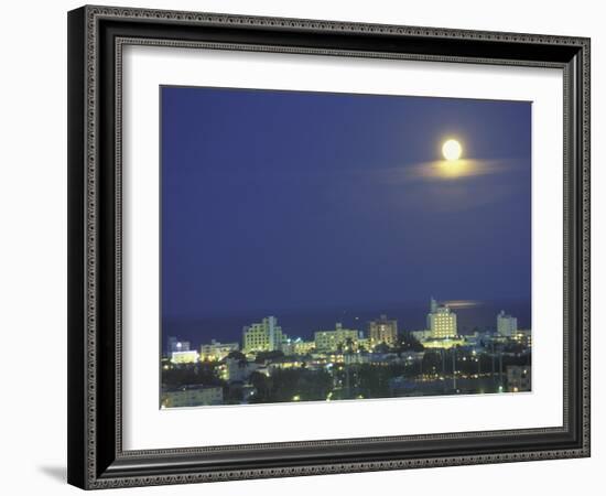 Moon over South Beach, Miami, Florida, USA-Robin Hill-Framed Photographic Print