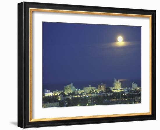 Moon over South Beach, Miami, Florida, USA-Robin Hill-Framed Photographic Print