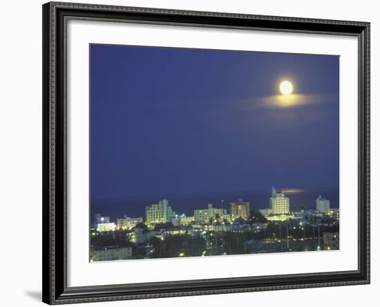 Moon over South Beach, Miami, Florida, USA-Robin Hill-Framed Photographic Print