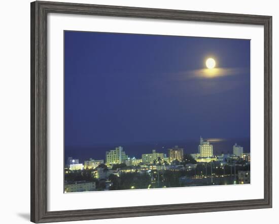 Moon over South Beach, Miami, Florida, USA-Robin Hill-Framed Photographic Print