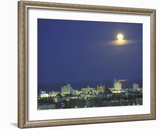 Moon over South Beach, Miami, Florida, USA-Robin Hill-Framed Photographic Print