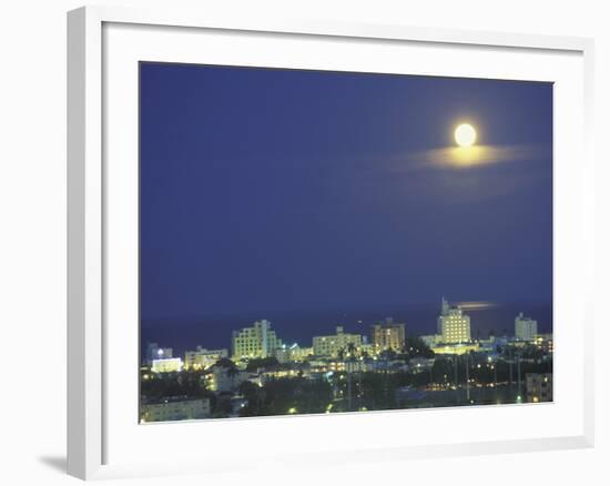 Moon over South Beach, Miami, Florida, USA-Robin Hill-Framed Photographic Print