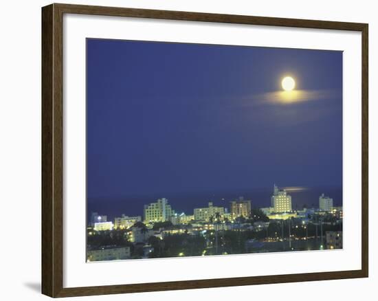 Moon over South Beach, Miami, Florida, USA-Robin Hill-Framed Photographic Print