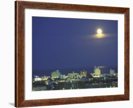 Moon over South Beach, Miami, Florida, USA-Robin Hill-Framed Photographic Print