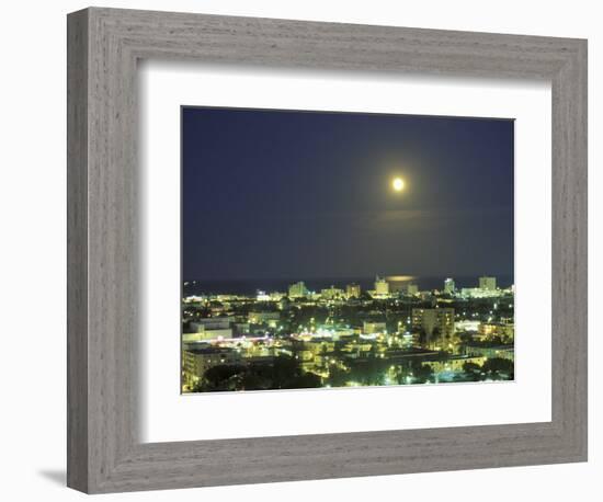 Moon over South Beach, Miami, Florida, USA-Robin Hill-Framed Photographic Print