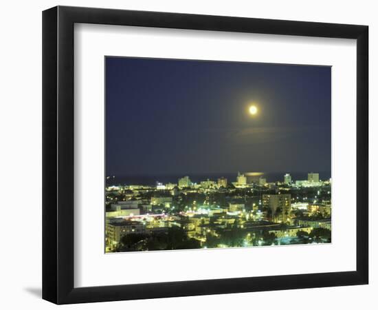 Moon over South Beach, Miami, Florida, USA-Robin Hill-Framed Photographic Print