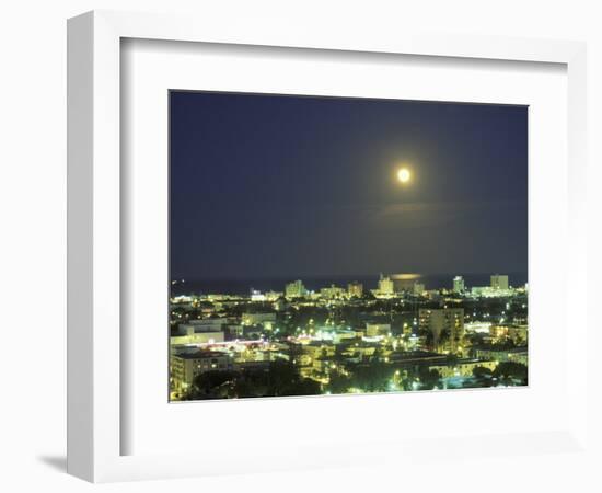 Moon over South Beach, Miami, Florida, USA-Robin Hill-Framed Photographic Print