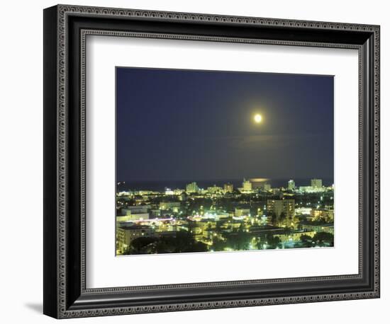 Moon over South Beach, Miami, Florida, USA-Robin Hill-Framed Photographic Print