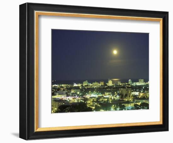 Moon over South Beach, Miami, Florida, USA-Robin Hill-Framed Photographic Print