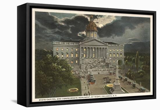 Moon over State Capitol, Columbia, South Carolina-null-Framed Stretched Canvas