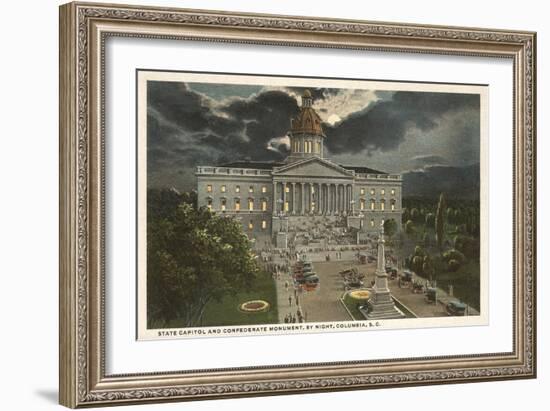 Moon over State Capitol, Columbia, South Carolina-null-Framed Art Print